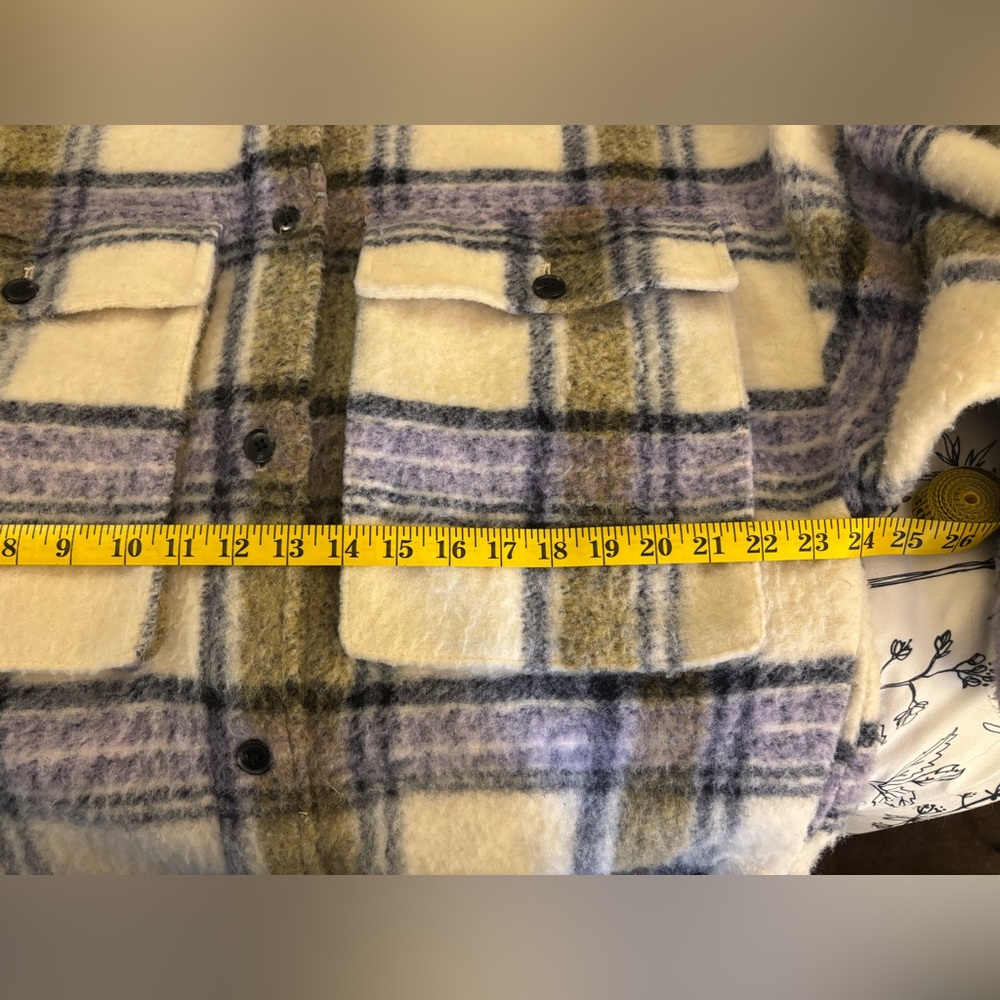 Zara Checkered Teddy Jacket - Purple and Green - Picture 10 of 11